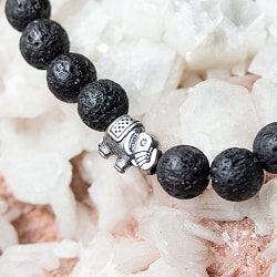 インドの数珠ブレスレット - 天然溶岩×シルバー - サブ2