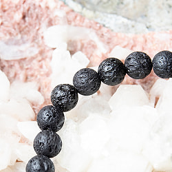 インドの数珠ブレスレット - 天然溶岩×シルバー - サブ3