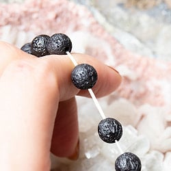 インドの数珠ブレスレット - 天然溶岩×シルバー - サブ4