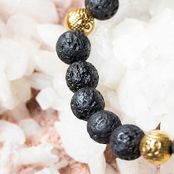 インドの数珠ブレスレット - 天然溶岩×ゴールド - サブ3