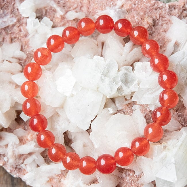 インドの数珠ブレスレット - 天然石の数珠 6 - 1：レッドメノウ