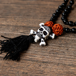 インドの数珠 - ルドラクシャとドクロ 全長約60cm - サブ2