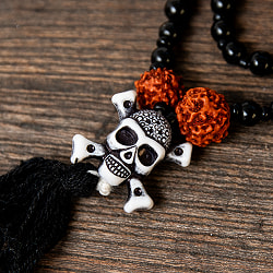 インドの数珠 - ルドラクシャとドクロ 全長約60cm - サブ3