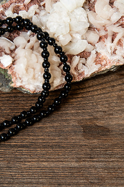 インドの数珠 - ルドラクシャとドクロ 全長約60cm - サブ5