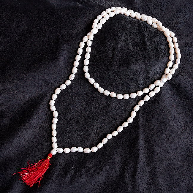 【鑑定書付】天然真珠の数珠 - 108個のサークルパール - 約60cm  1
