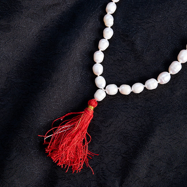【鑑定書付】インドの数珠 - 108個のサークルパール - 約57cm  4 - 房の部分になります。
