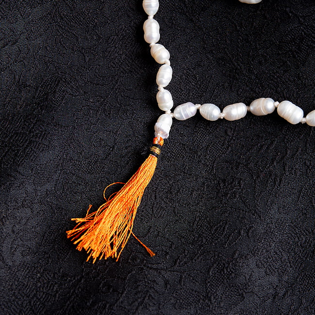 【鑑定書付】インドの数珠 - 108個のサークルパール - 約45cm  4 - 房の部分になります。