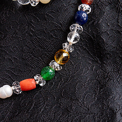 インドの数珠 - 天然石 ナヴァラトナ（9つの宝石）のネックレス 先端がフリンジ - 約32cm  - サブ2