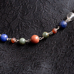 インドの数珠 - 天然石 ナヴァラトナ（9つの宝石）のネックレス 先端がターコイズ - 約35cm  - サブ2