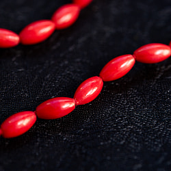 インドの数珠 -  108個の赤珊瑚 ライス- 約45cm  - サブ3