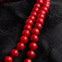 インドの数珠 -  108個の赤珊瑚 ラウンド- 約37cm  - サブ2