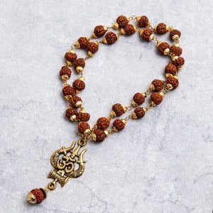 シヴァ・トリシューラ オーン ルドラクシャ ネックレス(ID-MALA-196)
