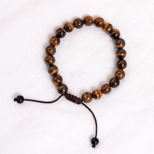 ネパールの数珠ブレスレット - タイガーアイ(ID-MALA-62)