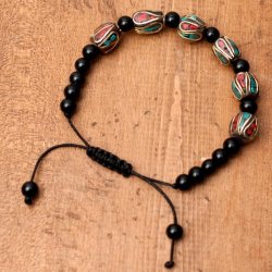 ネパールの数珠ブレスレット - ブラックオニキスの商品写真