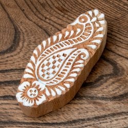 ウッドブロックスタンプ【孔雀】[9cm x 4cm]