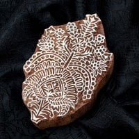 高品質 精細 ウッドブロックスタンプ【花】[12.5cm x 8cm]