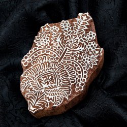 高品質 精細 ウッドブロックスタンプ【花】[12.5cm x 8cm]