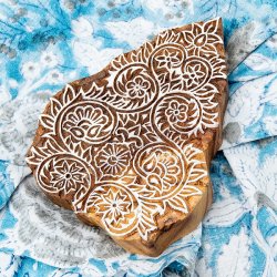 高品質 精細 ウッドブロックスタンプ【花】[12cm x 9cm]