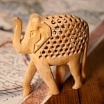 【一木造り】インド職人の手作り透かし彫り木像 ジャリ - エレファントの商品写真