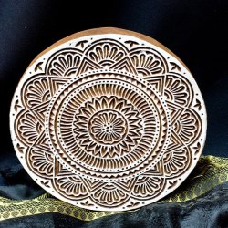 ランゴリ模様のウッドブロックスタンプ（花柄）-直径15.5cmの商品写真