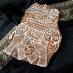 高品質 精細彫 ウッドブロックスタンプ【象】約12×11cm