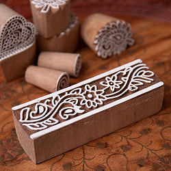 ウッドブロックスタンプ【花柄】約11×3cm - サブ2