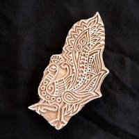 ウッドブロックスタンプ【孔雀】約14cm×7cm