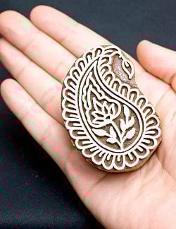 葉のウッドブロックスタンプ　-約7cmx5cm - サブ4