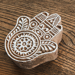 ウッドブロックスタンプ【ハムサ】約6.5cmx8cm - サブ3