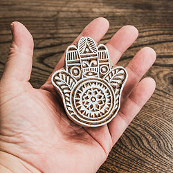 ウッドブロックスタンプ【ハムサ】約6.5cmx8cm - サブ4