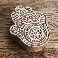 ウッドブロックスタンプ【ハムサ】約6.5cmx8cm