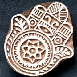 ウッドブロックスタンプ【ハムサ】約6.5cmx8cm