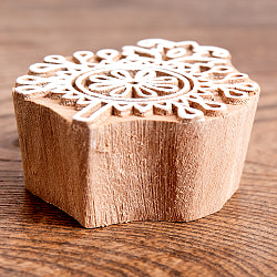 葉のウッドブロックスタンプ　-約5cmx4cm - サブ3