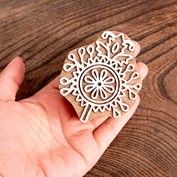 葉のウッドブロックスタンプ　-約5cmx4cm - サブ4