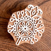 葉のウッドブロックスタンプ -約5cmx4cm