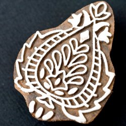 葉のウッドブロックスタンプ -約7cmx5cm