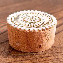 花模様のウッドブロックスタンプ - 直径約5cm - サブ3