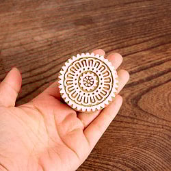 花模様のウッドブロックスタンプ - 直径約5cm - サブ5