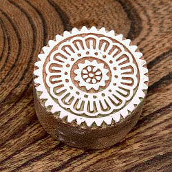 花の丸型ウッドブロック　-直径約5.5cm - サブ2
