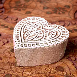 植物のハート型ウッドブロック　-約6.5cmx6.5cm - サブ2