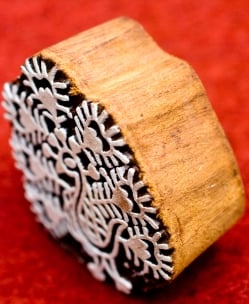 ウッドブロックスタンプ【孔雀】約7.5cmx6.5cm - サブ3