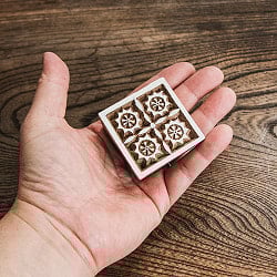 ウッドブロックスタンプ【花・スクエア】約5cm - サブ4
