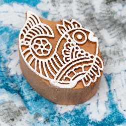 ウッドブロックスタンプ【魚】約6x4.5cm
