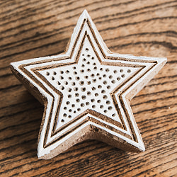 ウッドブロックスタンプ【星型】　-約6cmx6cm - サブ3