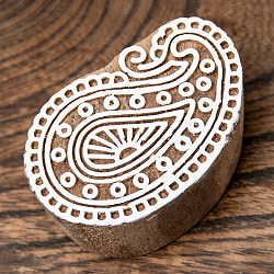 ペイズリーのウッドブロック　-約6.5cmx4.5cm - サブ2