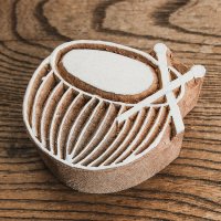 ウッドブロックスタンプ【チャンダ】-約7cmx6.5cm