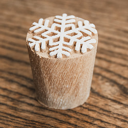 雪の結晶のウッドブロックスタンプ - 直径約2.5cm - サブ2