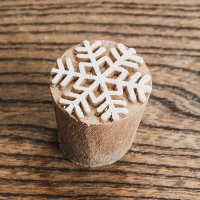 雪の結晶のウッドブロックスタンプ - 直径約2.5cm