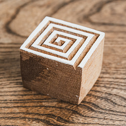 四角うずまき模様のウッドブロックスタンプ 一辺約3.5cm - サブ2