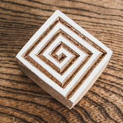 四角うずまき模様のウッドブロックスタンプ 一辺約3.5cm - サブ3